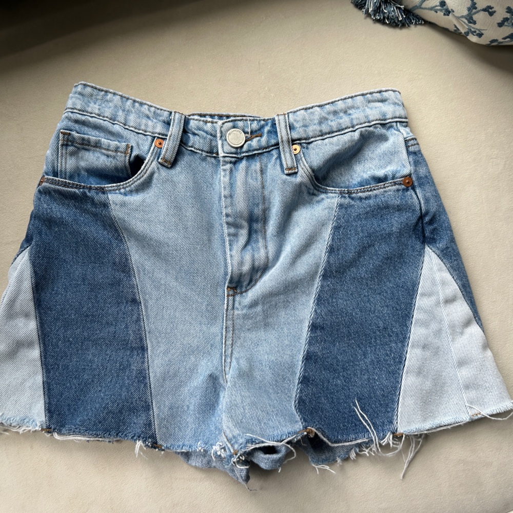 Multi color denim jean shorts by Blank NYC in size 25
